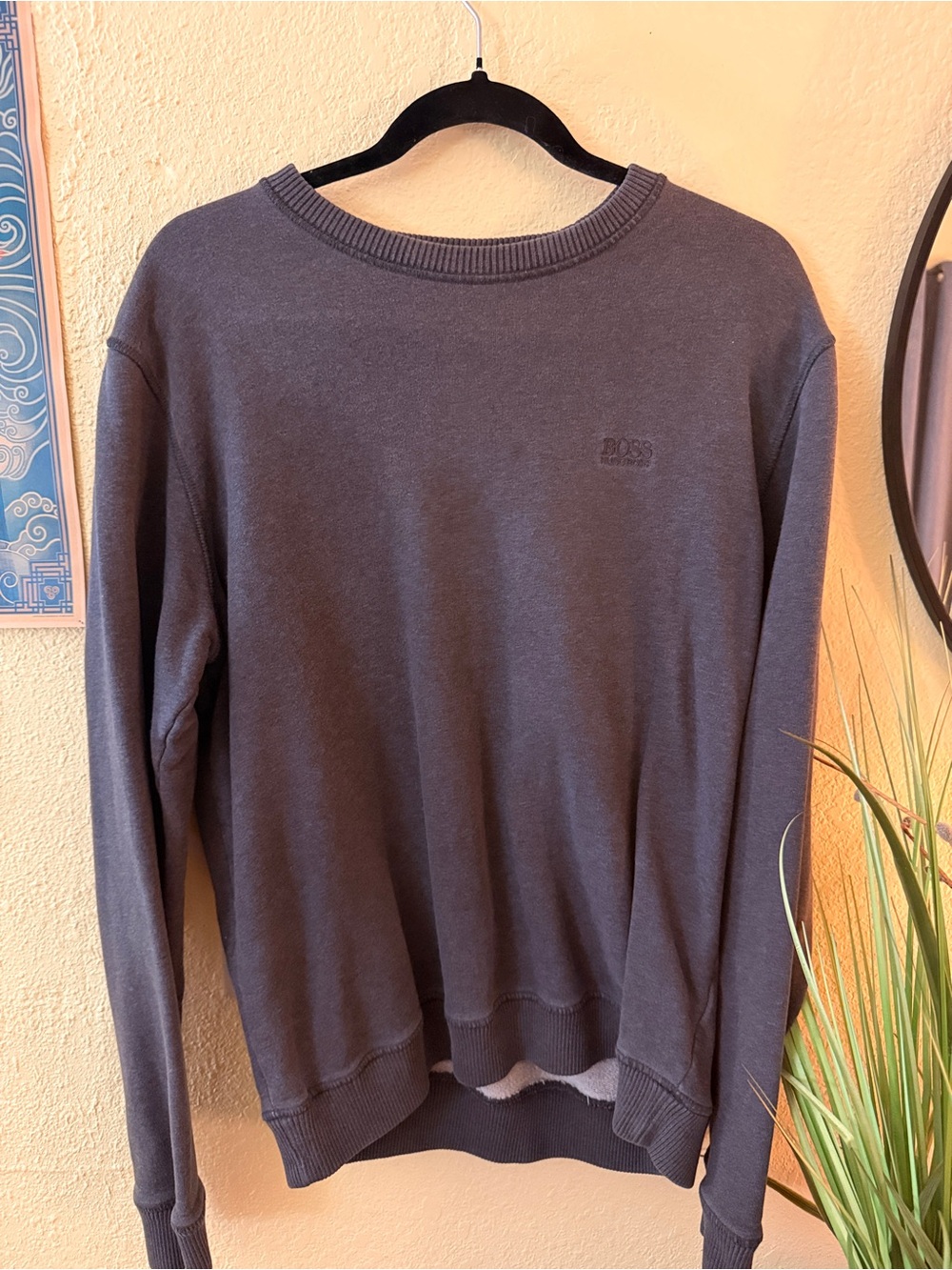 Boss Men's Crewneck Sweater in Charcoal Gray